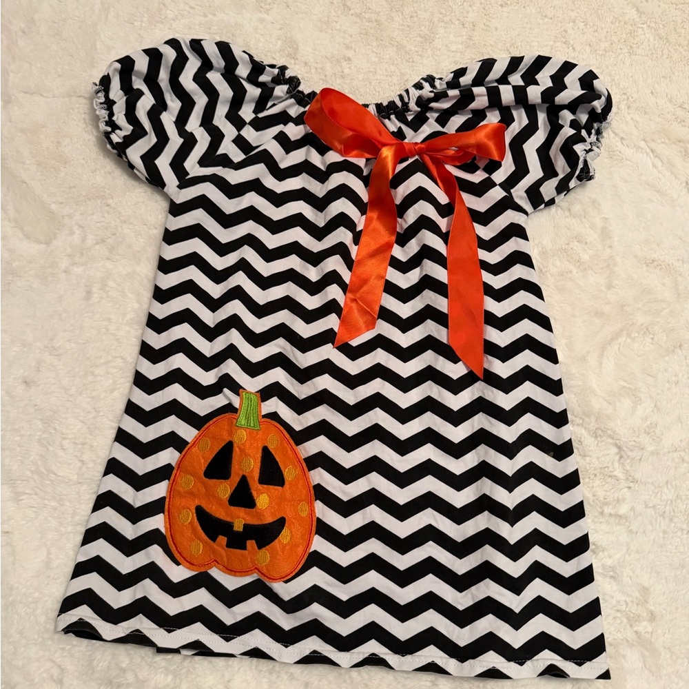 Halloween Kids Chevron Pumpkin Costume Dress 4T